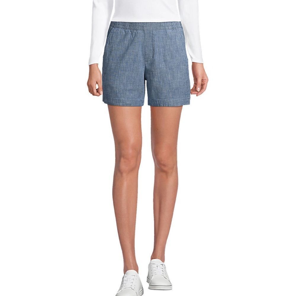 LandsEnd Women's Mid Rise Elastic Waist Pull On 7" Chino Shorts size 2 brand new